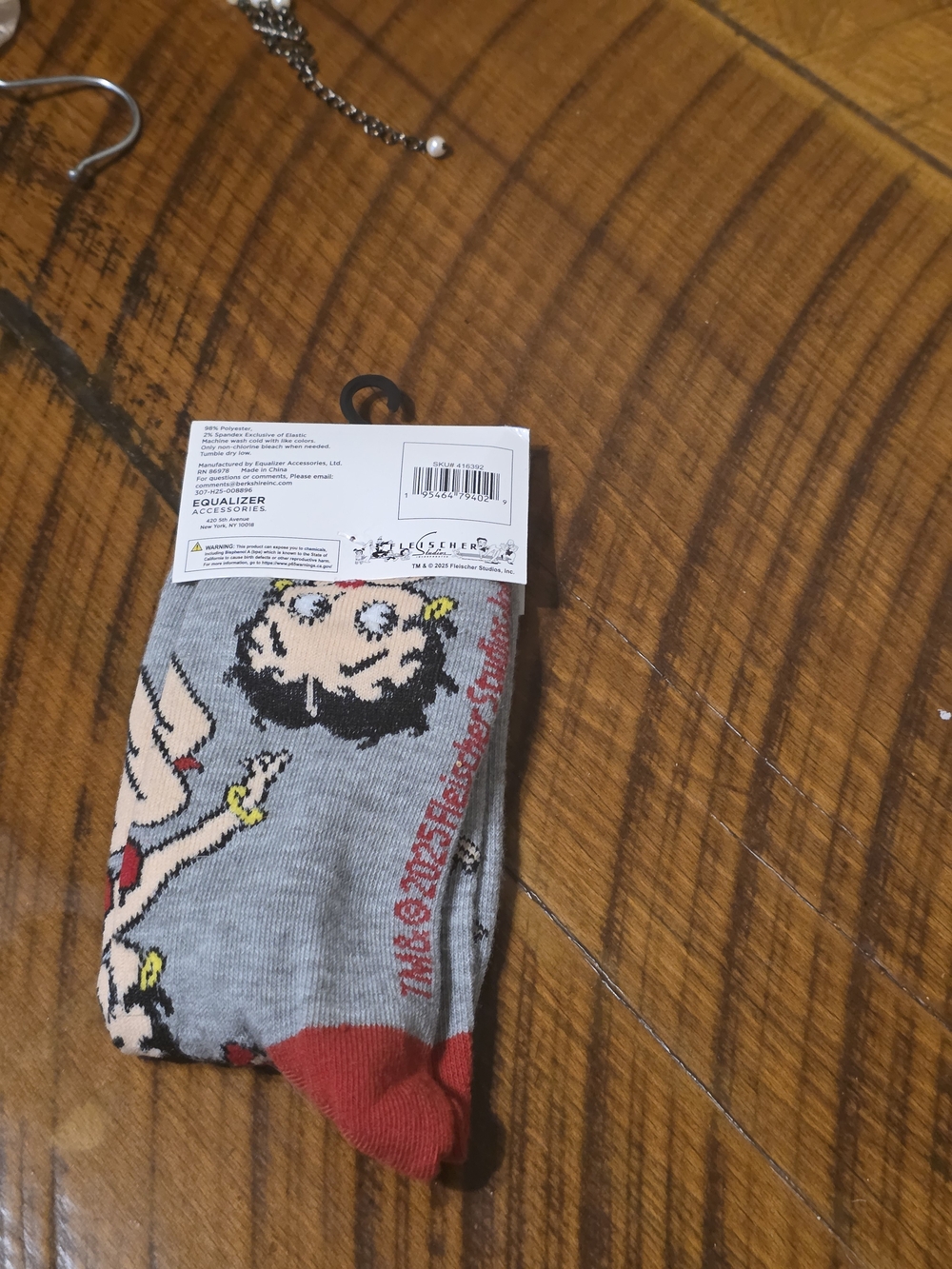 Betty Boop Gray Socks with Red Toe and Multicolor Graphic